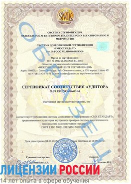 Образец сертификата соответствия аудитора №ST.RU.EXP.00006191-1 Назрань Сертификат ISO 50001