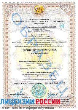 Образец сертификата соответствия Назрань Сертификат ISO 9001