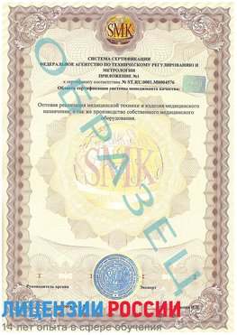 Образец сертификата соответствия (приложение) Назрань Сертификат ISO 13485