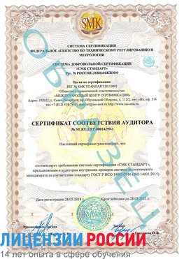 Образец сертификата соответствия аудитора №ST.RU.EXP.00014299-1 Назрань Сертификат ISO 14001